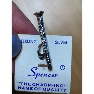 NEW! Vintage Sterling Silver Flute Charm Pendant Bracelet  Instrument jewelry